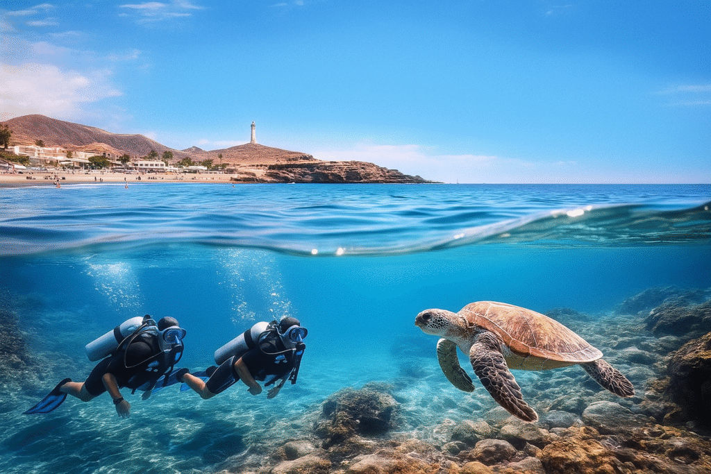 Bapteme de plongee Tenerife debutant avec tortues à Abades